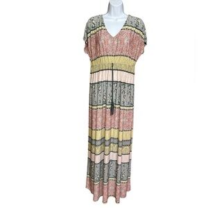 Style & Co Womens Maxi Dress Size M  Stretchy Mixed Pattern Bohemian Style